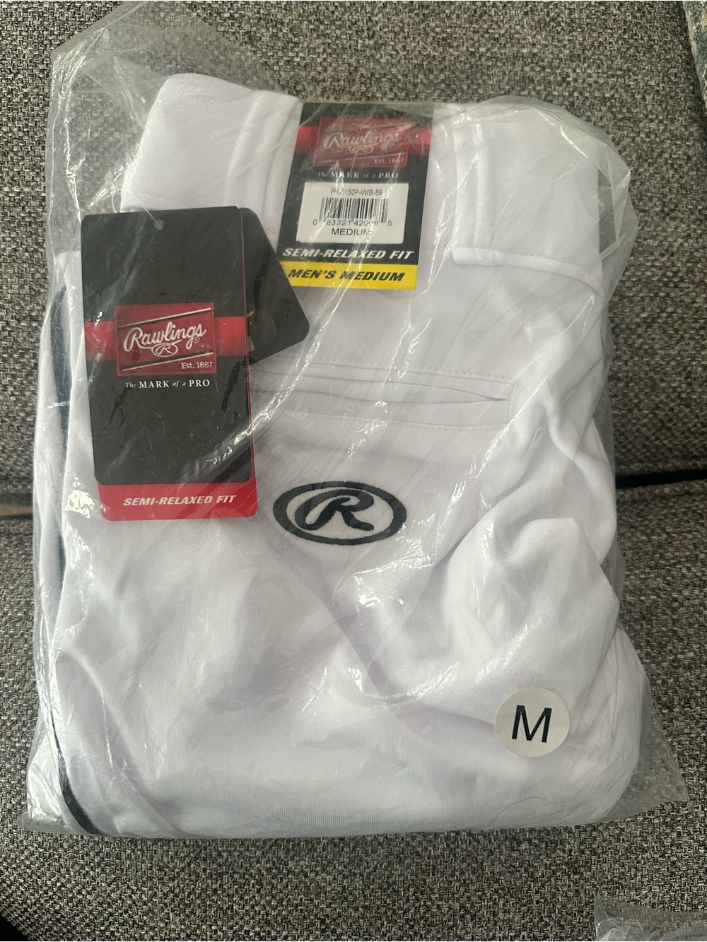Rawlings PRO150P White Black Piped Baseball Pants NWT Men’s Medium, semi relaxed